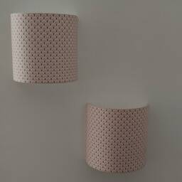 Semi-Circle Wall Light Design Printed Cotton Fabric Fans Pale Pink, Japanese Inspiration, Art Deco For Children's Bedroom Adults - thumbnail 3
