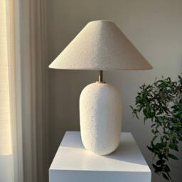Gold Detailed Ceramic Textured Nordic Bohemian Contemporary Style Table Lamp/Bedside For Living Room, Entryway & Bedroom Decoration
