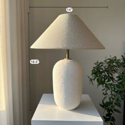 Gold Detailed Ceramic Textured Nordic Bohemian Contemporary Style Table Lamp/Bedside For Living Room, Entryway & Bedroom Decoration - thumbnail 4