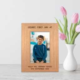 Personalised Oak Finished Photo Frame First Day At School Keepsake - thumbnail 1
