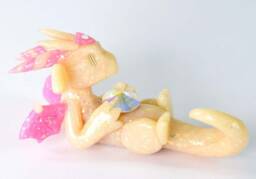 October Birthstone Dragon Figurine Handmade Opal Gem Sculpture - thumbnail 1