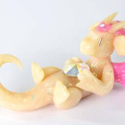 October Birthstone Dragon Figurine Handmade Opal Gem Sculpture - thumbnail 2