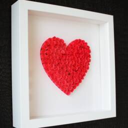 Heart Made Of Miniature Paper Roses in A Shadow Box, Gift For Her - thumbnail 2