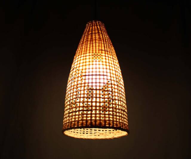 Bamboo Bottle Pendant Light Natural Woven Lampshade - image 1