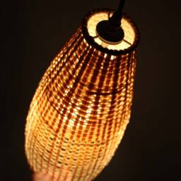 Bamboo Bottle Pendant Light Natural Woven Lampshade - thumbnail 3