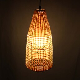 Bamboo Bottle Pendant Light Natural Woven Lampshade - thumbnail 2