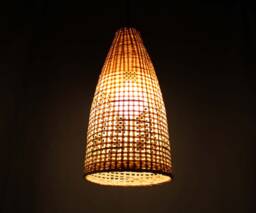 Bamboo Bottle Pendant Light Natural Woven Lampshade - thumbnail 1