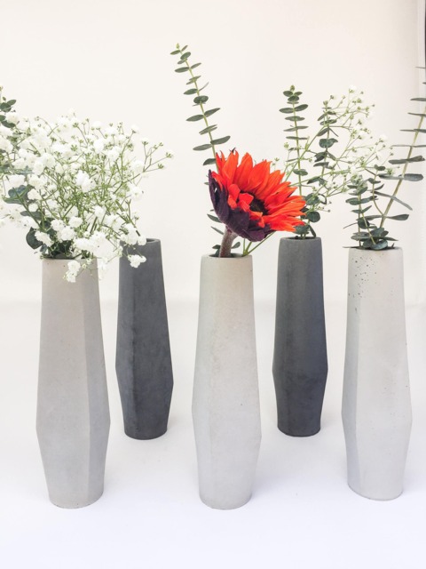 Modern Vase, Home Vase Decor, Geometric Bud Minimalist Vases, Concrete - image 1