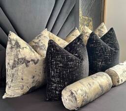 "Gold Black Metallic Cushion - 16"" X 6"