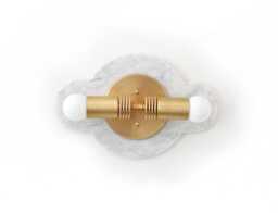 Cararra & Brass Double Vanity Sconce Marble Dining Room Wall Light Fixture Powder - thumbnail 1