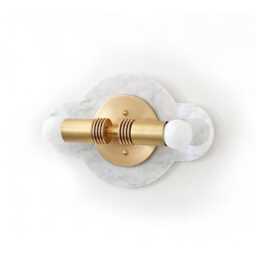 Cararra & Brass Double Vanity Sconce Marble Dining Room Wall Light Fixture Powder - thumbnail 3