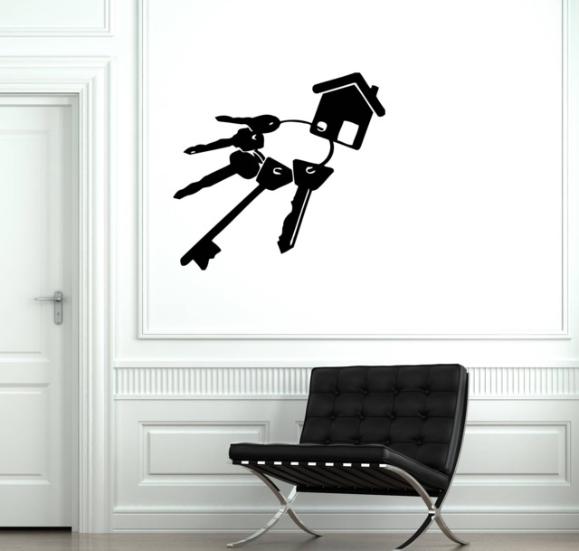 Wall Vinyl Decal Bunch Keys Ring Keychain House Door Lock Room Deco - #2442Dn - image 1