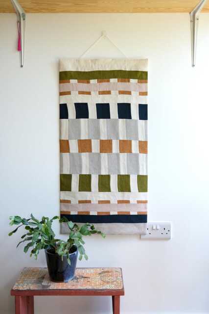 Modern Stripe Abstract Geometric Patchwork Wall Hanging - image 1