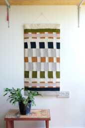 Modern Stripe Abstract Geometric Patchwork Wall Hanging - thumbnail 1
