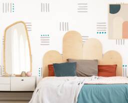 Modern Abstract Wall Decals - Neutral Nursery Decor, Kids Room Art, Scandinavian Interior Stickers For Bedroom - thumbnail 1