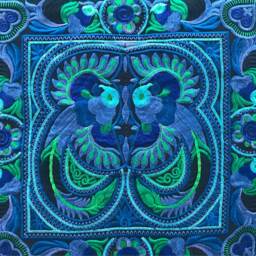 Turquoise Hmong Cushion Cover, Boho Cushion, Bohemian Decor, Embroidered Thai Colourful - thumbnail 3