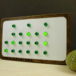 Binary Clock, 24-Hour Clock, Green Led, Choose Your Front Color, Wooden Clock - thumbnail 3