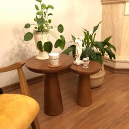 Handmade Linden Wood Mushroom Side Table Modern Plant Stand - thumbnail 2