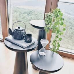 Handmade Linden Wood Mushroom Side Table Modern Plant Stand - thumbnail 4