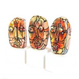 Cubist Ceramic Mini Art Sculptures Abstract Desk Decor, Set Of 3 - thumbnail 4