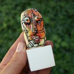 Cubist Ceramic Mini Art Sculptures Abstract Desk Decor, Set Of 3 - thumbnail 3