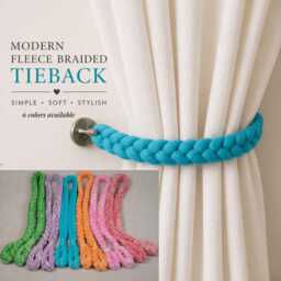 Chunky Braided Curtain Tieback - Soft Fleece Rope Holdback Colorful Tie Back Modern Drapery Decor 6 Colors Available