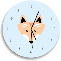 Fox Wall Clock - Woodland Clock, Pastel Nursery Kids Room Decor - thumbnail 1