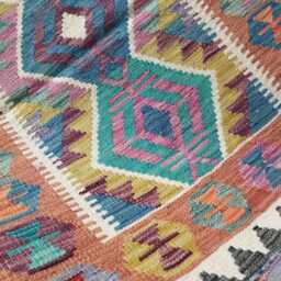 Kilim Rug Multicolour, Handmade Artisan Afghan Turkish Persian Rug, Navajo Moroccan Bohemian Flatweave, Natural Wool Dhurrie 115x81 cm - thumbnail 4