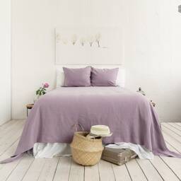 Light Lilac Linen Bedspread -Lavender King Queen Oversized Bed Cover- Rustic Stonewashed Soft Flax Coverlet - Breathable Throw Blanket - thumbnail 2