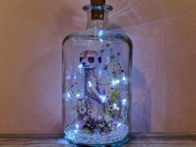 Meerkat Bottle Lamp, Cute Meerkat Gift For Animal Lover - image 1