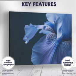 Blue Iris Macro Floral Photography Dark Botanical Close Up Canvas Wall Art Print Decor Picture Ready To Hang