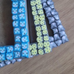 Grey, Blue Or Yellow Cat Face Clay Slices Photo Frame 4 X 6 Inches