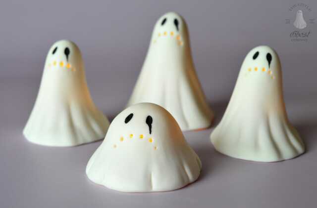 Spooky Ghost Sculpture Ceramic Grim Frowning - image 1