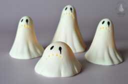 Spooky Ghost Sculpture Ceramic Grim Frowning - thumbnail 1