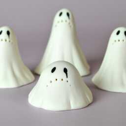 Spooky Ghost Sculpture Ceramic Grim Frowning - thumbnail 2