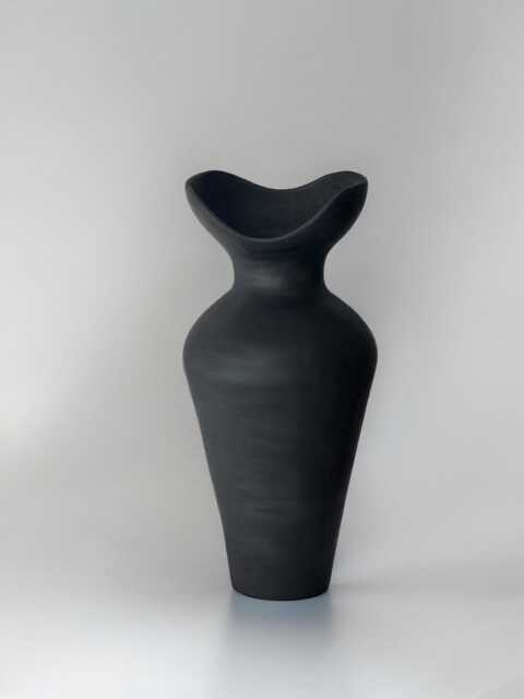 Handmade Black Ceramic Sculpture Abstract Vase, Us Duties Included - image 1