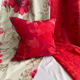 "Designers Guild Silk Pillow Red & Pink Beaded Decorative Cushion - 18""x 12" - thumbnail 4