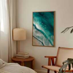 Surfing Poster, Retro Surf Print, Beachy Wall Art, Blue Summer Ocean Dopamine Decor, Beach Painting Coastal Decor - thumbnail 2