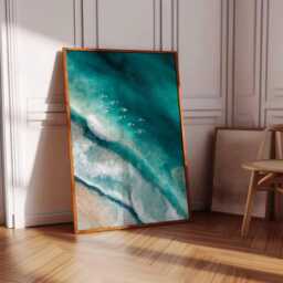 Surfing Poster, Retro Surf Print, Beachy Wall Art, Blue Summer Ocean Dopamine Decor, Beach Painting Coastal Decor - thumbnail 3
