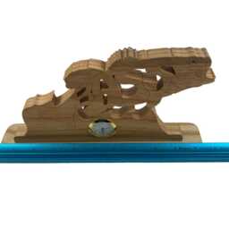 Handcrafted Ash Wood Bass Fish Clock Scroll Saw Desk Decor - thumbnail 3