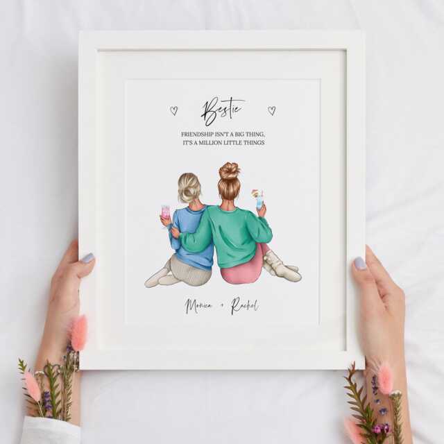 Custom Friend Print, Portrait Illustration, Personalised Best Sister Gift, Picture Gift For Friend, Definition Art, Cp - image 1