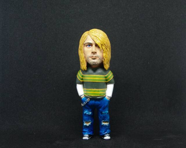 Club 27 - Smells Like Teen Spirit Inspiration Kurt Cobain Mini Figure Miniature, Sculpture, Epoxy Clay Figurine, Hand Sculpted Nirvana Singer - image 1