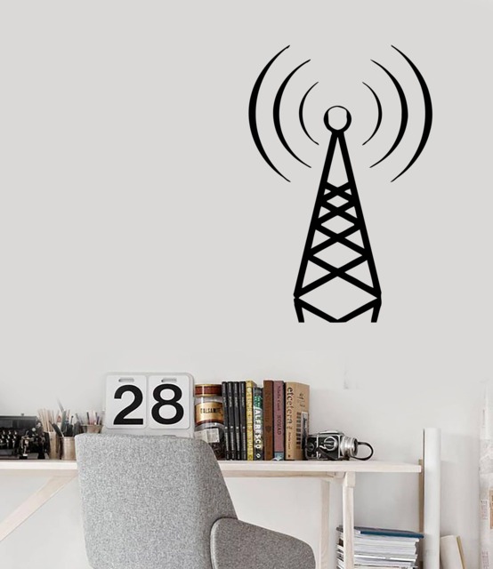 Wall Vinyl Decal Radio & Telephone Station Wave Beacon Decor 2433Dn - image 1
