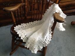 Christening Blanket Baby Boy Girl Hand Crocheted White Soft Warm Beautiful Lace Bernat Yarn