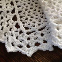 Christening Blanket Baby Boy Girl Hand Crocheted White Soft Warm Beautiful Lace Bernat Yarn - thumbnail 3
