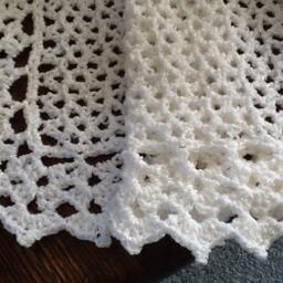 Christening Blanket Baby Boy Girl Hand Crocheted White Soft Warm Beautiful Lace Bernat Yarn - thumbnail 2