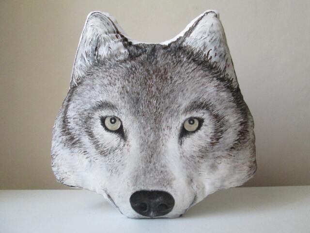 Wolf Throw Decorative Pillow Animal Shaped Cushion Faux Taxidermy Handpainted Wolf Lifelike Wild Spirit Fantasy Woodland Rustic Home Decor - image 1