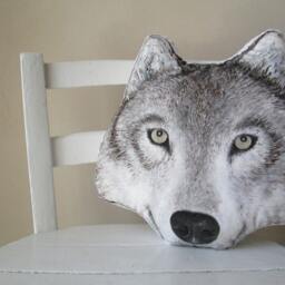 Wolf Throw Decorative Pillow Animal Shaped Cushion Faux Taxidermy Handpainted Wolf Lifelike Wild Spirit Fantasy Woodland Rustic Home Decor - thumbnail 3