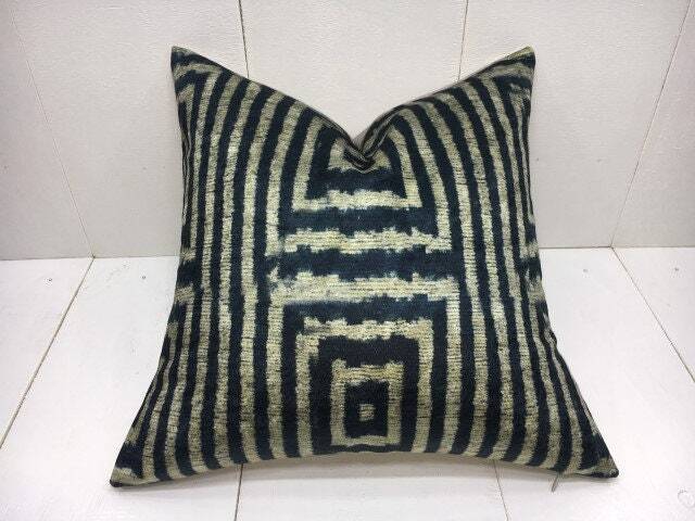 Handwoven Silk Ikat Pillow Cover 16x16, Decorative Cushion - image 1