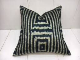 Handwoven Silk Ikat Pillow Cover 16x16, Decorative Cushion